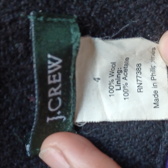 J.Crew VINTAGE Black Bella Herringbone Fiona 100% Wool Blazer Jacket Coat | sz 4 - Picture 15 of 16